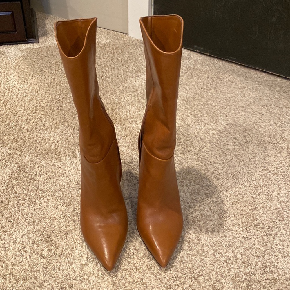 Camel mid calf Vince Camuto heeled boots